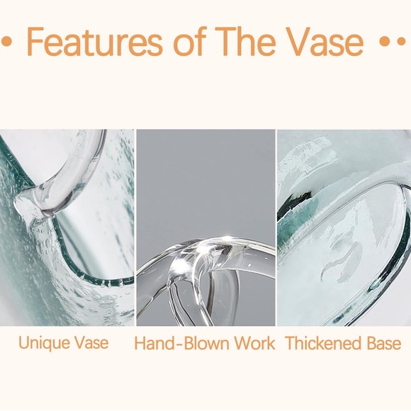 NEW! Glass Purse Vase. Light Blue Glass Vase with Air Bubbles, High-Class Bag - Picture 4 of 9